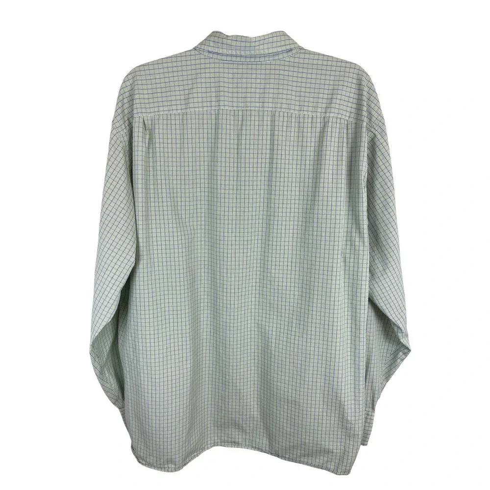 J Crew Mens XL 17-17.5 Shirt 100s 2-Ply Cotton Green Blue Check Button Down